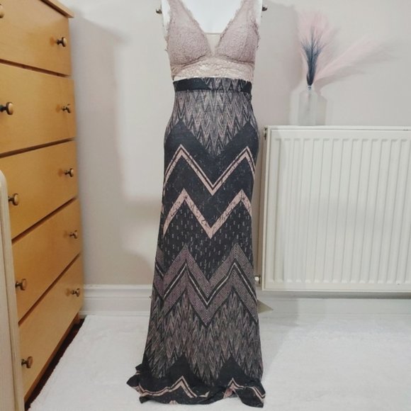 Streetwear Society Super Soft Maxi Skirt with Print- Grey/soft Pink S (S-M fit)​ - Picture 5 of 9